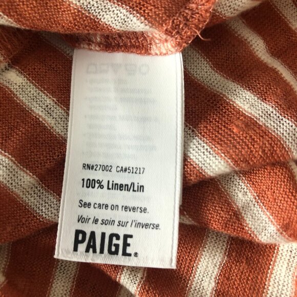 Paige Lynnea Linen Striped Chest Pocket V Neck T Shirt - NEW - Picture 7 of 9